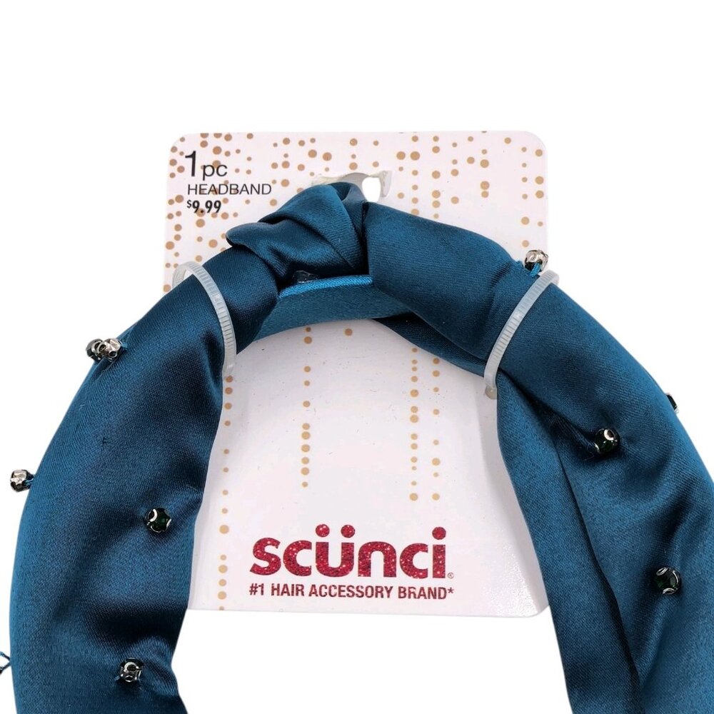 Scunci Deep Teal Fabric‎ Hair Headband and 3 Pcs Headwraps Set Jewels - Picture 12 of 16